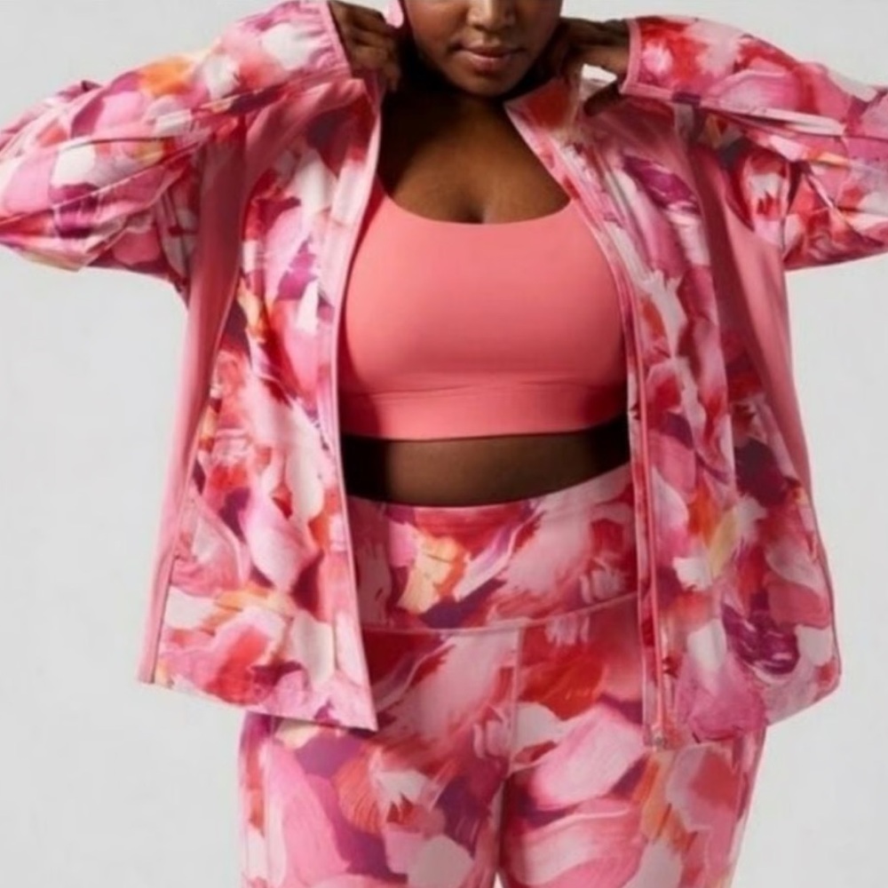 Athleta jacket women’s size XL Run With It Painted Energy Floral Jacket #982798
